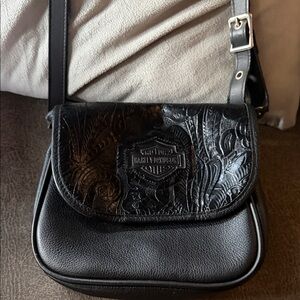 Harley-Davidson Black Embossed Crossbody Bag